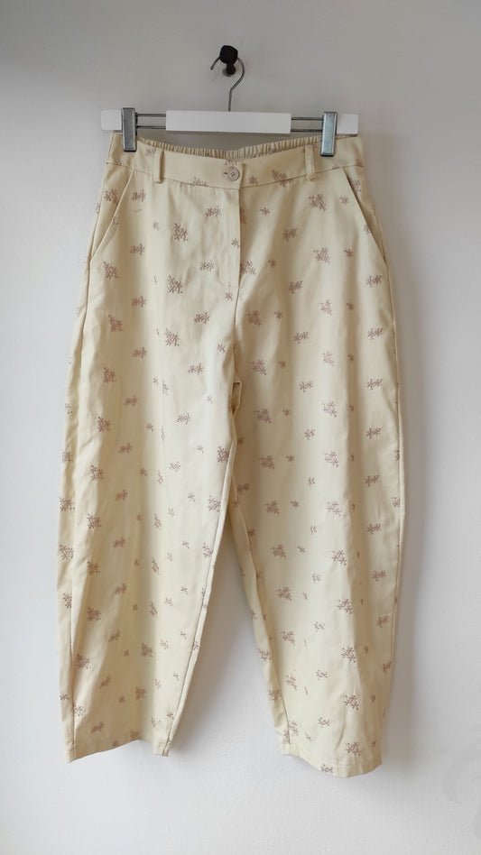 Pantalone canvas ricamo