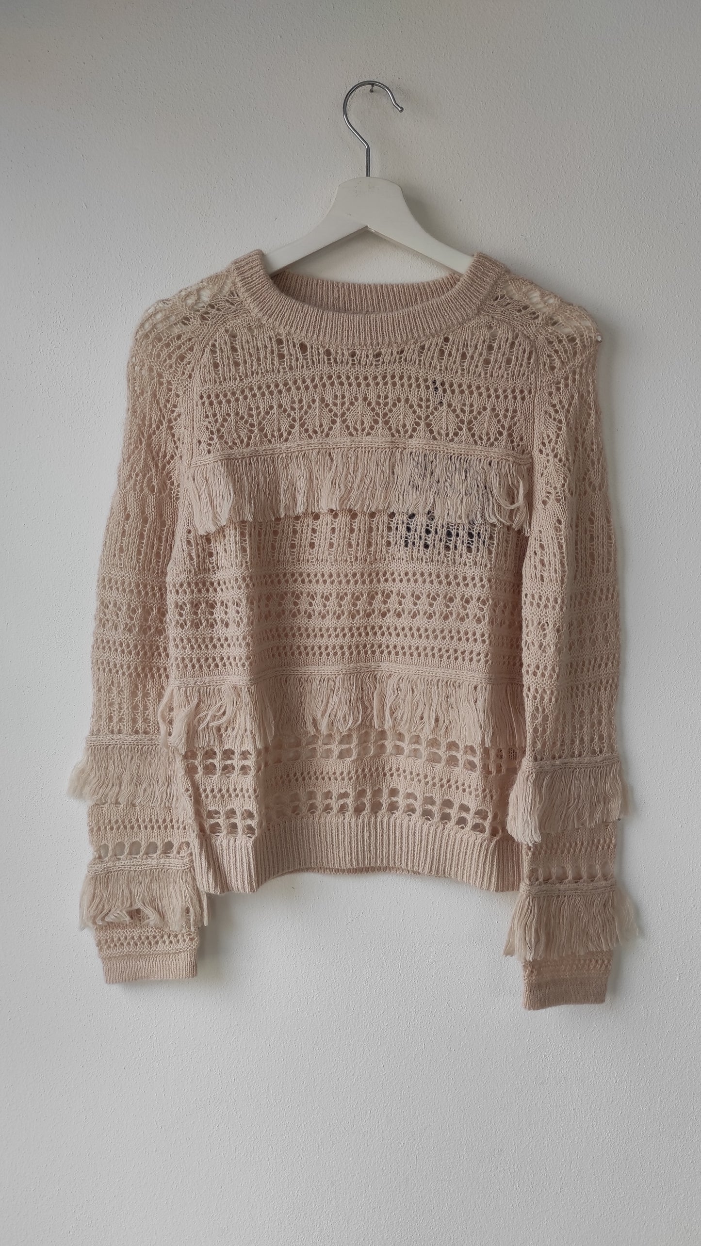 PULLOVER TRAFORATO FRANGETTE